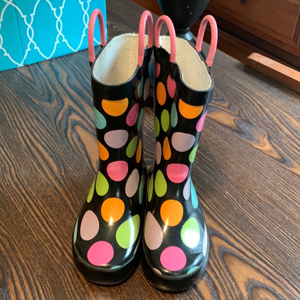 Polka dotted rain boots